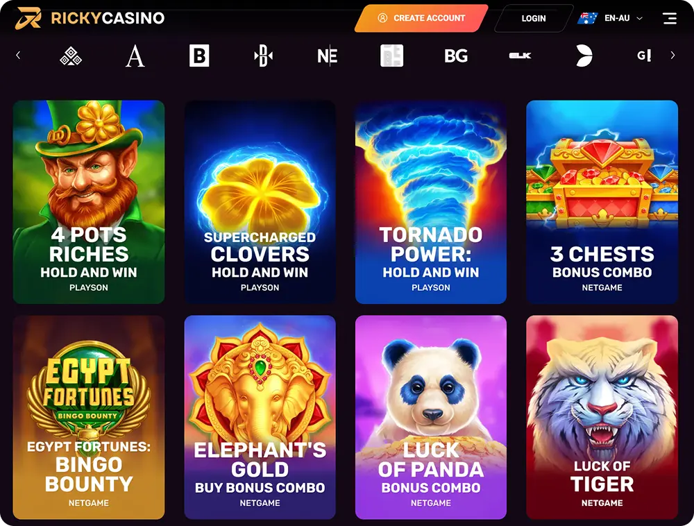 ricky casino collection of games and slots
